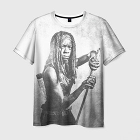 Мужская футболка 3D с принтом Мишонн в Тюмени, 100% полиэфир | прямой крой, круглый вырез горловины, длина до линии бедер | the walking dead | кино | мертвецы | ужасы | ходячие