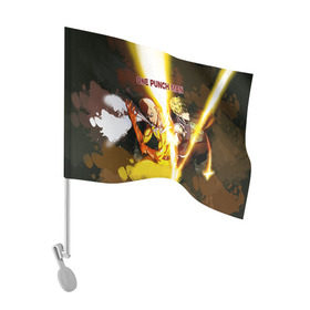 Флаг для автомобиля с принтом One punch man в Тюмени, 100% полиэстер | Размер: 30*21 см | anime | ван пач ман | ван пач мен | ванпанчман | ванпанчмен | ванпачман | ванпачмен | генос | сайтама