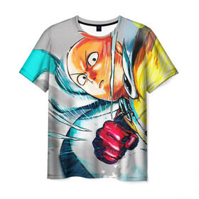 Мужская футболка 3D с принтом One punch man в Тюмени, 100% полиэфир | прямой крой, круглый вырез горловины, длина до линии бедер | anime | ван пач ман | ван пач мен | ванпанчман | ванпанчмен | ванпачман | ванпачмен | сайтама