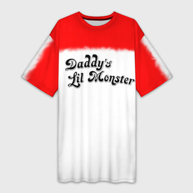 Платье-футболка 3D с принтом Daddys lil monster в Тюмени,  |  | harley | quinn |  арлекин | квин | квинн | комиксы | отряд | харли | харликвин