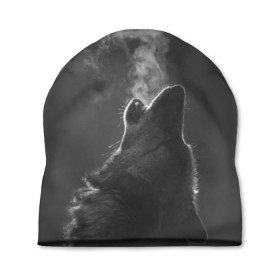 Шапка 3D с принтом Воющий волк в Тюмени, 100% полиэстер | универсальный размер, печать по всей поверхности изделия | animal