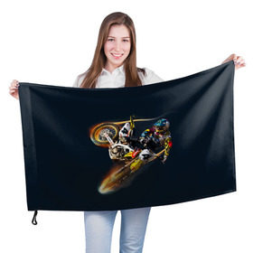 Флаг 3D с принтом Motorcycle Racing в Тюмени, 100% полиэстер | плотность ткани — 95 г/м2, размер — 67 х 109 см. Принт наносится с одной стороны | motocross | motorcycle racing | мотоцикл