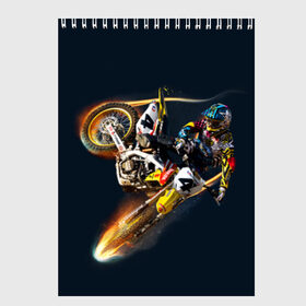 Скетчбук с принтом Motorcycle Racing в Тюмени, 100% бумага
 | 48 листов, плотность листов — 100 г/м2, плотность картонной обложки — 250 г/м2. Листы скреплены сверху удобной пружинной спиралью | motocross | motorcycle racing | мотоцикл