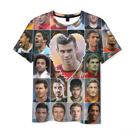 Мужская футболка 3D с принтом Гарет Бэйл - лучший в Тюмени, 100% полиэфир | прямой крой, круглый вырез горловины, длина до линии бедер | Тематика изображения на принте: gareth bale | гарет бэйл | лучшие футболисты | любимые игроки | самые крутые | сердце | футбол | я люблю