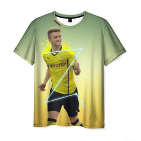 Мужская футболка 3D с принтом Marco Reus в Тюмени, 100% полиэфир | прямой крой, круглый вырез горловины, длина до линии бедер | Тематика изображения на принте: marco | reus | боруссия | германия | дортмунд | марко