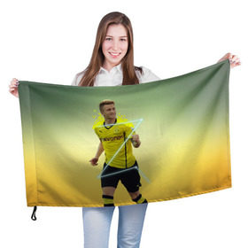 Флаг 3D с принтом Marco Reus в Тюмени, 100% полиэстер | плотность ткани — 95 г/м2, размер — 67 х 109 см. Принт наносится с одной стороны | marco | reus | боруссия | германия | дортмунд | марко