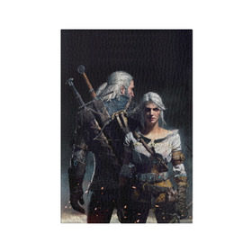 Обложка для паспорта матовая кожа с принтом Geralt and Ciri в Тюмени, натуральная матовая кожа | размер 19,3 х 13,7 см; прозрачные пластиковые крепления | ciri | gerald | roach | wild hunt | witcher | ведьмак | ведьмы | геральд | дикая охота | йен | йеннифер | плотва | цири