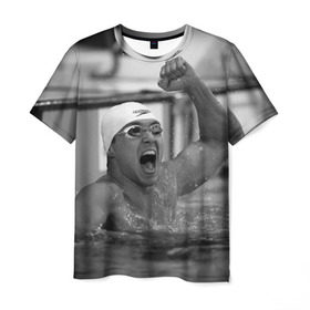 Мужская футболка 3D с принтом Пловец в Тюмени, 100% полиэфир | прямой крой, круглый вырез горловины, длина до линии бедер | Тематика изображения на принте: плавание | спорт