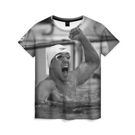 Женская футболка 3D с принтом Пловец в Тюмени, 100% полиэфир ( синтетическое хлопкоподобное полотно) | прямой крой, круглый вырез горловины, длина до линии бедер | плавание | спорт