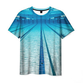 Мужская футболка 3D с принтом Бассейн в Тюмени, 100% полиэфир | прямой крой, круглый вырез горловины, длина до линии бедер | плавание | спорт