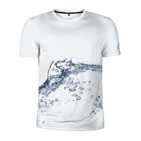 Мужская футболка 3D спортивная с принтом Белая вода в Тюмени, 100% полиэстер с улучшенными характеристиками | приталенный силуэт, круглая горловина, широкие плечи, сужается к линии бедра | вода | волна | жидкость | пузырьки