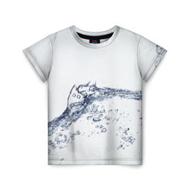 Детская футболка 3D с принтом Белая вода в Тюмени, 100% гипоаллергенный полиэфир | прямой крой, круглый вырез горловины, длина до линии бедер, чуть спущенное плечо, ткань немного тянется | Тематика изображения на принте: вода | волна | жидкость | пузырьки