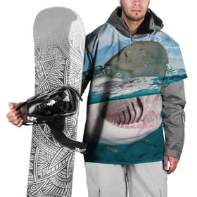 Накидка на куртку 3D с принтом Хищная акула в Тюмени, 100% полиэстер |  | акула | море | океан | природа | хищник
