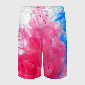 Детские спортивные шорты 3D с принтом Взрыв красок в Тюмени,  100% полиэстер
 | пояс оформлен широкой мягкой резинкой, ткань тянется
 | краски | розовый | яркий
