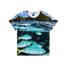 Детская футболка 3D с принтом Подводный мир в Тюмени, 100% гипоаллергенный полиэфир | прямой крой, круглый вырез горловины, длина до линии бедер, чуть спущенное плечо, ткань немного тянется | вода | море | океан | природа | рыба | рыбы