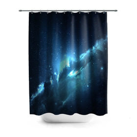 Штора 3D для ванной с принтом Atlantis Nebula в Тюмени, 100% полиэстер | плотность материала — 100 г/м2. Стандартный размер — 146 см х 180 см. По верхнему краю — пластиковые люверсы для креплений. В комплекте 10 пластиковых колец | вселенная | галактика | звезда | космос | небеса