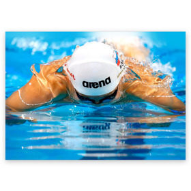 Поздравительная открытка с принтом Пловец в Тюмени, 100% бумага | плотность бумаги 280 г/м2, матовая, на обратной стороне линовка и место для марки
 | Тематика изображения на принте: плавание | спорт