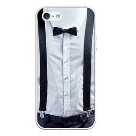 Чехол для iPhone 5/5S матовый с принтом Рубашка с подтяжками в Тюмени, Силикон | Область печати: задняя сторона чехла, без боковых панелей | бабочка