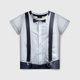 Детская футболка 3D с принтом Рубашка с подтяжками в Тюмени, 100% гипоаллергенный полиэфир | прямой крой, круглый вырез горловины, длина до линии бедер, чуть спущенное плечо, ткань немного тянется | Тематика изображения на принте: бабочка