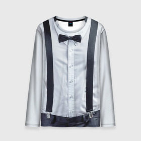 Мужской лонгслив 3D с принтом Рубашка с подтяжками в Тюмени, 100% полиэстер | длинные рукава, круглый вырез горловины, полуприлегающий силуэт | бабочка