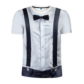 Мужская футболка 3D спортивная с принтом Рубашка с подтяжками в Тюмени, 100% полиэстер с улучшенными характеристиками | приталенный силуэт, круглая горловина, широкие плечи, сужается к линии бедра | бабочка