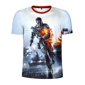 Мужская футболка 3D спортивная с принтом Battlefield Multiplayer в Тюмени, 100% полиэстер с улучшенными характеристиками | приталенный силуэт, круглая горловина, широкие плечи, сужается к линии бедра | battlefield | армия | бой | война | игра | солдат