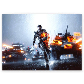 Поздравительная открытка с принтом Battlefield Multiplayer в Тюмени, 100% бумага | плотность бумаги 280 г/м2, матовая, на обратной стороне линовка и место для марки
 | Тематика изображения на принте: battlefield | армия | бой | война | игра | солдат