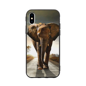 Чехол для Apple iPhone X силиконовый матовый с принтом Дикий слон в Тюмени, Силикон | Печать на задней стороне чехла, без боковой панели | слон