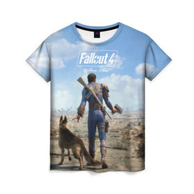Женская футболка 3D с принтом Fallout 4 в Тюмени, 100% полиэфир ( синтетическое хлопкоподобное полотно) | прямой крой, круглый вырез горловины, длина до линии бедер | fallout | fallout 4