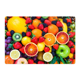 Магнитный плакат 3Х2 с принтом Мультифрукт в Тюмени, Полимерный материал с магнитным слоем | 6 деталей размером 9*9 см | апельсин | ежевика | киви | клубника | лимон | яблоко