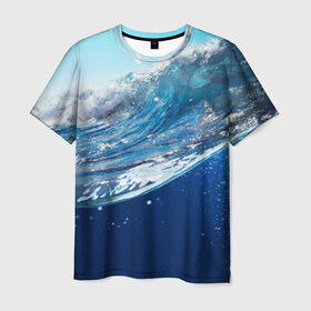 Мужская футболка 3D с принтом Стихия воды в Тюмени, 100% полиэфир | прямой крой, круглый вырез горловины, длина до линии бедер | Тематика изображения на принте: вода | волна | жидкость | море | океан | стихия