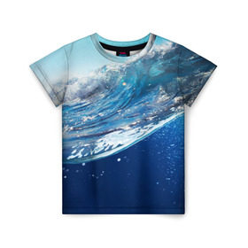 Детская футболка 3D с принтом Стихия воды в Тюмени, 100% гипоаллергенный полиэфир | прямой крой, круглый вырез горловины, длина до линии бедер, чуть спущенное плечо, ткань немного тянется | Тематика изображения на принте: вода | волна | жидкость | море | океан | стихия