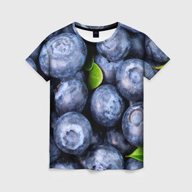 Женская футболка 3D с принтом Черника в Тюмени, 100% полиэфир ( синтетическое хлопкоподобное полотно) | прямой крой, круглый вырез горловины, длина до линии бедер | дерево | куст | природа | черника | ягода