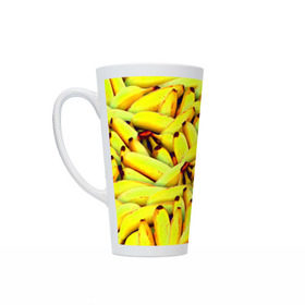 Кружка Латте с принтом Банана в Тюмени, Белая керамика | Объем 480 мл; Высота 150 мм; Диаметр 90 мм | бананы | еда | желтые | популярные | прикольные | фрукты