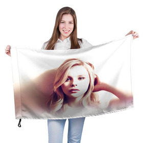 Флаг 3D с принтом Хлоя Грейс Морец в Тюмени, 100% полиэстер | плотность ткани — 95 г/м2, размер — 67 х 109 см. Принт наносится с одной стороны | Тематика изображения на принте: chloe | moretz | волна | кино | пипец