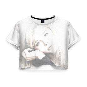 Женская футболка 3D укороченная с принтом Хлоя Морец в Тюмени, 100% полиэстер | круглая горловина, длина футболки до линии талии, рукава с отворотами | chloe | moretz | волна | кино | пипец