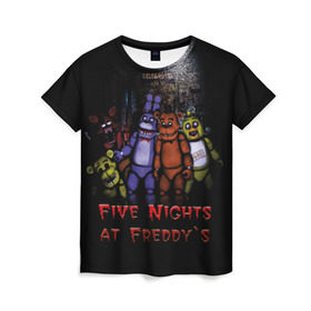 Женская футболка 3D с принтом Five Nights At Freddy`s в Тюмени, 100% полиэфир ( синтетическое хлопкоподобное полотно) | прямой крой, круглый вырез горловины, длина до линии бедер | five nights at freddys | five nights at freddys по мотивам игрыfreddy | игры | мишка | фнаф | фредди