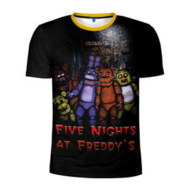 Мужская футболка 3D спортивная с принтом Five Nights At Freddy`s в Тюмени, 100% полиэстер с улучшенными характеристиками | приталенный силуэт, круглая горловина, широкие плечи, сужается к линии бедра | five nights at freddys | five nights at freddys по мотивам игрыfreddy | игры | мишка | фнаф | фредди
