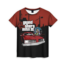 Женская футболка 3D с принтом GTA 3 в Тюмени, 100% полиэфир ( синтетическое хлопкоподобное полотно) | прямой крой, круглый вырез горловины, длина до линии бедер | auto | grand | gta | theft | гта | игра