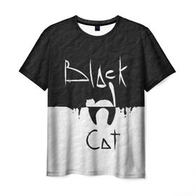 Мужская футболка 3D с принтом Black cat в Тюмени, 100% полиэфир | прямой крой, круглый вырез горловины, длина до линии бедер | черный кот