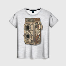 Женская футболка 3D с принтом Фотоаппарат в Тюмени, 100% полиэфир ( синтетическое хлопкоподобное полотно) | прямой крой, круглый вырез горловины, длина до линии бедер | camera | зеркалка | камера | фотик | фото | фотоаппарат | фотографировать