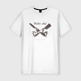 Мужская футболка премиум с принтом Master chef 2 в Тюмени, 92% хлопок, 8% лайкра | приталенный силуэт, круглый вырез ворота, длина до линии бедра, короткий рукав | Тематика изображения на принте: 
