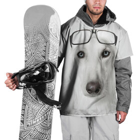 Накидка на куртку 3D с принтом Собака в очках в Тюмени, 100% полиэстер |  | афганская | белая | борзая | в очках | животное | очки | прикол | собака