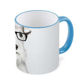 Кружка 3D с принтом Собака в очках в Тюмени, керамика | ёмкость 330 мл | Тематика изображения на принте: белый | домашнее | животное | очки | пес | прикол | собака в очках | умный | ученый | эрдельтерьер