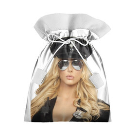 Подарочный 3D мешок с принтом Девушка полицейский в Тюмени, 100% полиэстер | Размер: 29*39 см | Тематика изображения на принте: блондинка | девушка | кожа | очки | форма | фуражка