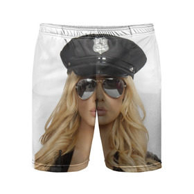 Мужские шорты 3D спортивные с принтом Девушка полицейский в Тюмени,  |  | Тематика изображения на принте: блондинка | девушка | кожа | очки | форма | фуражка