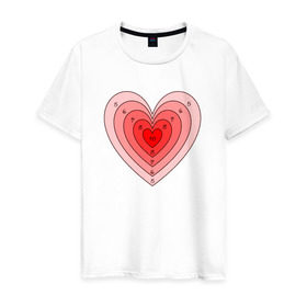 Мужская футболка хлопок с принтом Сердце-мишень в Тюмени, 100% хлопок | прямой крой, круглый вырез горловины, длина до линии бедер, слегка спущенное плечо. | 14 февраля | любовь | мишень | сердце