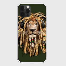Чехол для iPhone 12 Pro Max с принтом Лев в Тюмени, Силикон |  | Тематика изображения на принте: reggae | лев | музыка | наушники | прическа | регги | стиль | ямайка