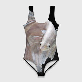 Купальник-боди 3D с принтом Бойцовая рыбка в Тюмени, 82% полиэстер, 18% эластан | Круглая горловина, круглый вырез на спине | аквариумная | бойцовая | красивый | плавники | рыба | рыбка | хвост | япаонская