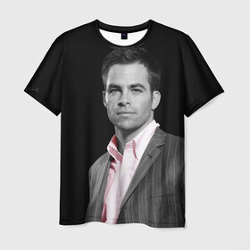 Мужская футболка 3D с принтом Крис Пайн в Тюмени, 100% полиэфир | прямой крой, круглый вырез горловины, длина до линии бедер | celebrity | chris pine | актёр | американский | знаменитость | крис пайн
